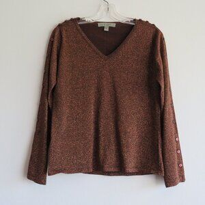 One Girl Who… The Universe Women's Brown Metallic Sweater L